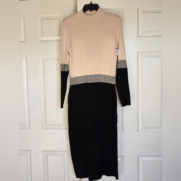 NWT Plus size Taylor Ribbed Colorblock Midi Turtleneck Dress 2X - Picture 3 of 4